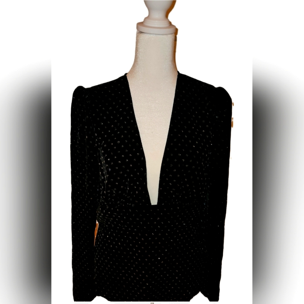 EXPRESS Black w/ silver Polkadots Size Medium Like New